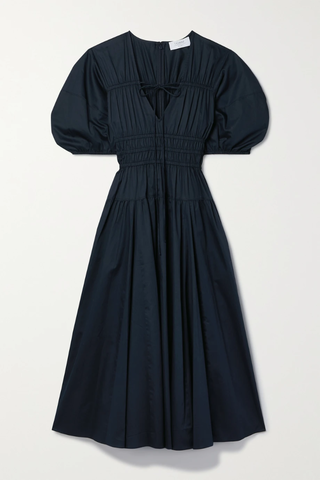 유럽직배송 라린 원피스 LA LIGNE Tie-detailed shirred cotton-sateen midi dress 43769801098381346