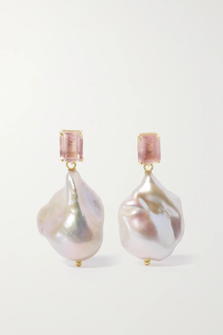유럽직배송 마테오 귀걸이 MATEO 14-karat gold, pearl and rose quartz earrings 1647597283747065