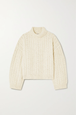 유럽직배송 토템 스웨터 TOTÊME Mélange cable-knit wool-blend turtleneck sweater 43769801094967927