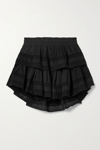 유럽직배송 러브샤크팬시 미니스커트 LOVESHACKFANCY Tiered lace-trimmed cotton-voile mini skirt 45666037505054895