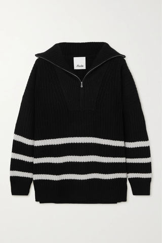 유럽직배송 얼루드 스웨터 ALLUDE Striped wool and cashmere-blend half-zip sweater 43769801095395104