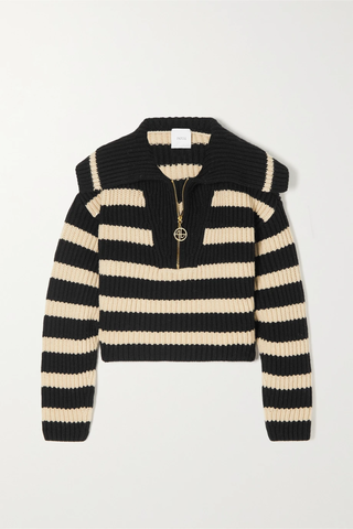 유럽직배송 파투 스웨터 PATOU Striped organic cotton and recycled wool-blend half-zip sweater 45666037504878412