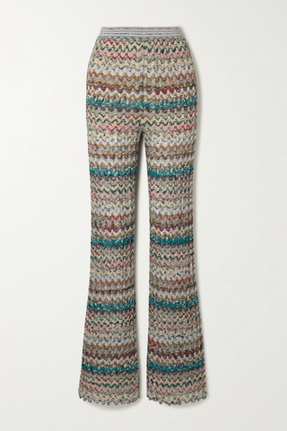 유럽직배송 미쏘니 팬츠 MISSONI Metallic striped crochet-knit wool-blend flared pants 43769801095590213