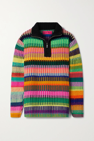 유럽직배송 엘더스테이츠먼 스웨터 THE ELDER STATESMAN Ribbed striped cashmere half-zip sweater 1647597283862006