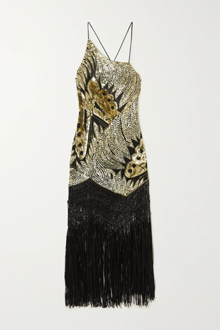 유럽직배송 CONNER IVES Fringed sequin-embellished silk-satin gown 33258524072756205