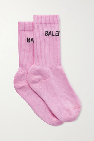 유럽직배송 발렌시아가 양말 BALENCIAGA Ribbed intarsia cotton-blend socks 42247633209176248