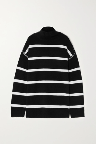 유럽직배송 앨리스앤올리비아 스웨터 ALICE + OLIVIA Bobbie whipstitched striped knitted turtleneck sweater 46376663162438965