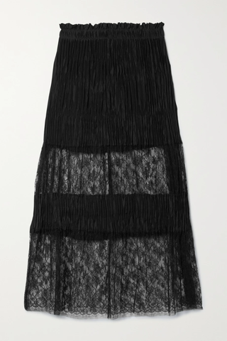 유럽직배송 제이슨우 스커트 JASON WU COLLECTION Lace-paneled plissé silk-satin midi skirt 46376663162731703