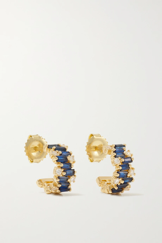 유럽직배송 수잔케일런 귀걸이 SUZANNE KALAN 18-karat gold, sapphire and diamond hoop earrings 1647597276718435