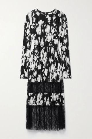 유럽직배송 제이슨우 원피스 JASON WU COLLECTION Lace-paneled floral-print plissé silk-satin midi dress 46376663162731699