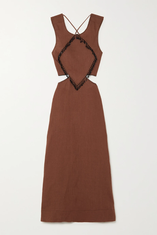 유럽직배송 가니 원피스 GANNI Bead-embellished cutout hemp maxi dress 46376663162537952