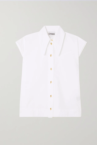 유럽직배송 가니 셔츠 GANNI Scalloped organic cotton-poplin shirt 46376663162535031